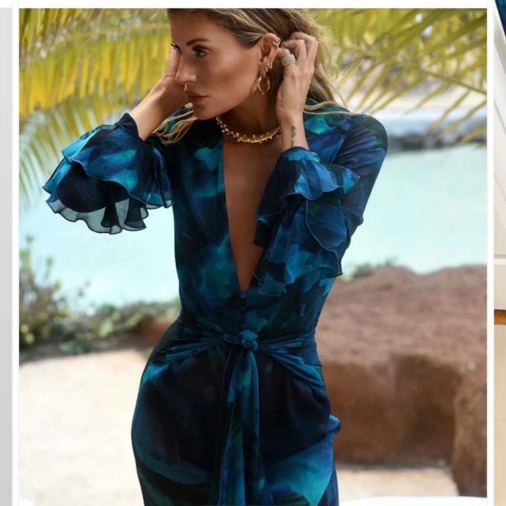 Rat & Boa Oceanic Blue Ruffle Dress